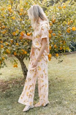 Cecily High Waisted Wide Leg Pants - Pink Floral