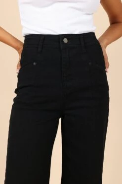 Georgette High Waisted Straight Leg Pants - Black -Giordano Style petal and pup usa bottoms georgette high waisted straight leg pants black 32507595227313