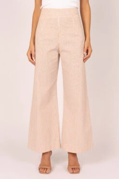 Henry High Waisted Wide Leg Pants - Beige Stripe 18 Henry High Waisted Wide Leg Pants - Beige Stripe -Giordano Style petal and pup usa bottoms henry high waisted wide leg pants beige stripe 32246216687793