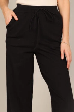 Penelope Knitted Wide Leg Lounge Pants - Black -Giordano Style petal and pup usa bottoms penelope knitted wide leg lounge pants black 33062068027569