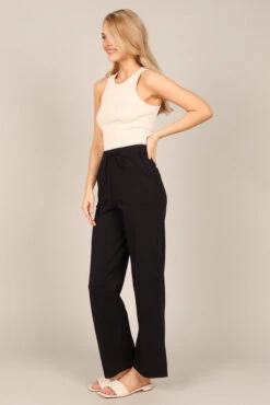 Penelope Knitted Wide Leg Lounge Pants - Black -Giordano Style petal and pup usa bottoms penelope knitted wide leg lounge pants black 33062068060337