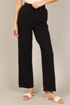 Penelope Knitted Wide Leg Lounge Pants - Black -Giordano Style petal and pup usa bottoms penelope knitted wide leg lounge pants black 33062068093105