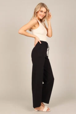 Penelope Knitted Wide Leg Lounge Pants - Black -Giordano Style petal and pup usa bottoms penelope knitted wide leg lounge pants black 33062068158641
