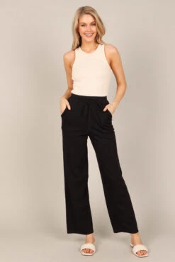 Penelope Knitted Wide Leg Lounge Pants - Black -Giordano Style petal and pup usa bottoms penelope knitted wide leg lounge pants black 33062068191409