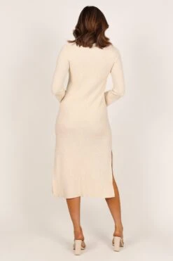 Aubin Long Sleeve Polo Knit Midi Dress - Cream -Giordano Style petal and pup usa dresses aubin long sleeve polo knit maxi dress cream 33240139464881