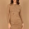 Baxter Cinched Side Mini Knit Dress - Tan -Giordano Style petal and pup usa dresses baxter cinched side mini knit dress tan 32673821524145