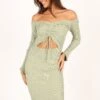Geneva Off Shoulder Midi Dress - Sage -Giordano Style petal and pup usa dresses geneva off shoulder midi dress sage 33553179148465