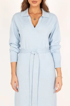 Monday Long Sleeve Maxi Knit Dress - Blue -Giordano Style petal and pup usa dresses monday long sleeve maxi knit dress blue 33928691122353