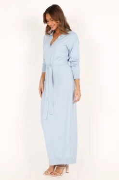 Monday Long Sleeve Maxi Knit Dress - Blue -Giordano Style petal and pup usa dresses monday long sleeve maxi knit dress blue 33928691155121
