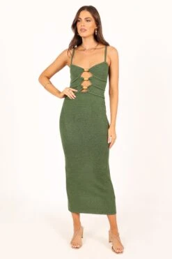 Normani Midi Dress - Olive -Giordano Style petal and pup usa dresses normani midi dress olive 33722417447089