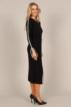 Vinnie Long Sleeve Midi Dress - Black -Giordano Style petal and pup usa dresses vinnie long sleeve midi dress black 33077779005617