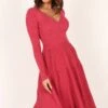 Violette Long Sleeve Midi Dress - Berry -Giordano Style petal and pup usa dresses violette long sleeve midi dress berry 33987167256753
