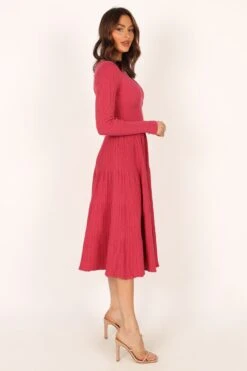 Violette Long Sleeve Midi Dress - Berry -Giordano Style petal and pup usa dresses violette long sleeve midi dress berry 33987167453361