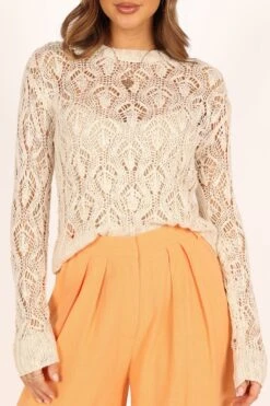 Abby Lightweight Knit Sweater - Cream -Giordano Style petal and pup usa knitwear abby lightweight knit sweater cream 33960014807217