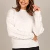 Amber Pearl Sleeve Detail Crewneck Knit Sweater - Cream -Giordano Style petal and pup usa knitwear amber pearl sleeve detail crewneck knit sweater cream 32893679861937