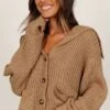 Amelia Oversize Collar Button Cardigan - Camel -Giordano Style petal and pup usa knitwear amelia oversize collar button cardigan camel 33235663257777