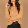 Angelina Angled Quarter Zip Knit Sweater - Camel