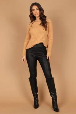 Angelina Angled Quarter Zip Knit Sweater - Camel -Giordano Style petal and pup usa knitwear angelina angled quarter zip knit sweater camel 32557451968689