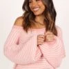 Becca Crewneck Waffle Stitch Stripe Knit Sweater - Pink -Giordano Style petal and pup usa knitwear becca crewneck waffle stitch stripe knit sweater pink 33481576906929
