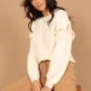 Bethany Drop Sleeve Ruffle Knit Sweater - Cream -Giordano Style petal and pup usa knitwear bethany drop sleeve ruffle knit sweater cream 32535385243825