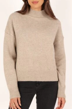 Brianna Mockneck Knit Sweater - Beige -Giordano Style petal and pup usa knitwear brianna mockneck knit sweater beige 33960021065905