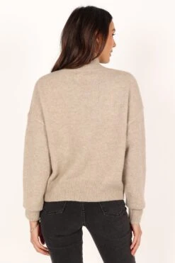 Brianna Mockneck Knit Sweater - Beige -Giordano Style petal and pup usa knitwear brianna mockneck knit sweater beige 33960021164209