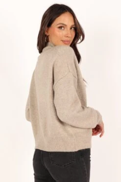 Brianna Mockneck Knit Sweater - Beige -Giordano Style petal and pup usa knitwear brianna mockneck knit sweater beige 33960021196977