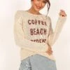 Coffee Beach Knit Sweater - Cream -Giordano Style petal and pup usa knitwear coffee beach knit sweater cream 33769174859953