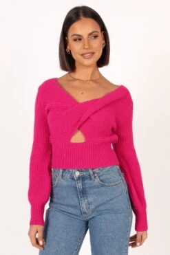 Colette Knit Sweater - Magenta -Giordano Style petal and pup usa knitwear colette knit sweater magenta 33944046141617
