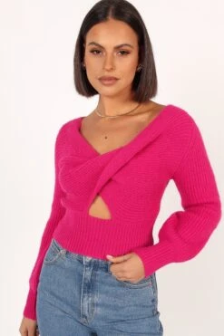 Colette Knit Sweater - Magenta -Giordano Style petal and pup usa knitwear colette knit sweater magenta 33944046174385
