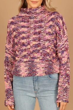 Connie Mock Neck Knit Sweater - Purple -Giordano Style petal and pup usa knitwear connie mock neck knit sweater purple 32564129431729