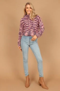 Connie Mock Neck Knit Sweater - Purple -Giordano Style petal and pup usa knitwear connie mock neck knit sweater purple 32564129497265