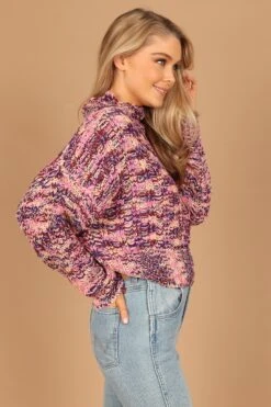 Connie Mock Neck Knit Sweater - Purple -Giordano Style petal and pup usa knitwear connie mock neck knit sweater purple 32564129562801