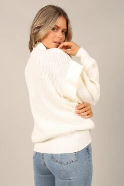 Cynthia Mock Neck Knit Sweater - White -Giordano Style petal and pup usa knitwear cynthia mock neck knit sweater white 32797839065265
