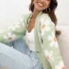 Daisy Cardigan - Green -Giordano Style petal and pup usa knitwear daisy cardigan green 34024226128049