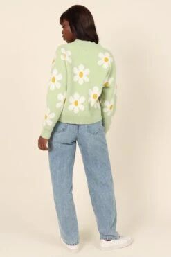 Daisy Cardigan - Green -Giordano Style petal and pup usa knitwear daisy cardigan green 34024226259121