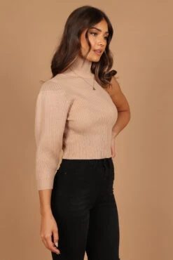 Drew One Shoulder Knit Sweater - Tan -Giordano Style petal and pup usa knitwear drew one shoulder knit sweater tan 32652955222193