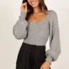 Gia Sweetheart Neck Bell Sleeve Knit Sweater - Light Grey -Giordano Style petal and pup usa knitwear gia sweetheart neck bell sleeve knit sweater light grey 33300691976369