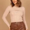 Jameela Cropped Cutout Knit Sweater - Beige -Giordano Style petal and pup usa knitwear jameela cropped cutout knit sweater beige 32600343019697