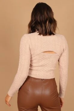 Jameela Cropped Cutout Knit Sweater - Beige -Giordano Style petal and pup usa knitwear jameela cropped cutout knit sweater beige 32600343216305