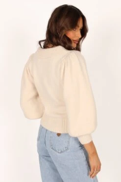 Kahlani Button Front Knit Sweater - Cream -Giordano Style petal and pup usa knitwear kahlani button front knit sweater cream 33960023130289
