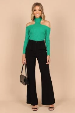 Kayden Cold Shoulder Cut Out Knit Sweater - Green -Giordano Style petal and pup usa knitwear kayden cold shoulder cut out knit sweater green 32564187103409