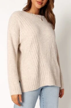 Meilani Textured Knit Sweater - Oatmeal -Giordano Style petal and pup usa knitwear meilani textured knit sweater oatmeal 34011651735729