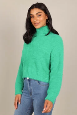 Monica Fuzzy Turtleneck Knit Sweater - Green -Giordano Style petal and pup usa knitwear monica fuzzy turtleneck knit sweater green 32818006917297
