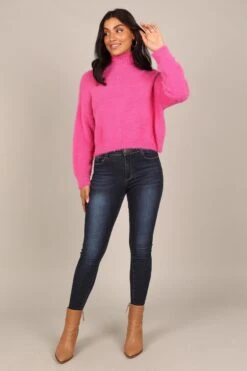 Monica Fuzzy Turtleneck Knit Sweater - Hot Pink -Giordano Style petal and pup usa knitwear monica fuzzy turtleneck knit sweater hot pink 32798633689265