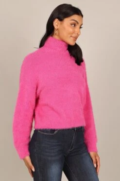 Monica Fuzzy Turtleneck Knit Sweater - Hot Pink -Giordano Style petal and pup usa knitwear monica fuzzy turtleneck knit sweater hot pink 32798633722033