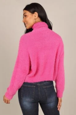 Monica Fuzzy Turtleneck Knit Sweater - Hot Pink -Giordano Style petal and pup usa knitwear monica fuzzy turtleneck knit sweater hot pink 32798633754801