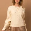 Sammy Bell Sleeve Crewneck Knit Sweater - Cream -Giordano Style petal and pup usa knitwear sammy bell sleeve crewneck knit sweater cream 32556127617201
