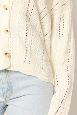 Simone Button Front Collar Knit Sweater - White -Giordano Style petal and pup usa knitwear simone button front collar knit sweater white 33987174039729