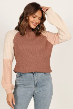 Sophia Colorblock Mockneck Knit Sweater - Multi